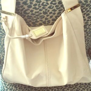 Badgley Mischka Ivory Leather Relaxed Hobo